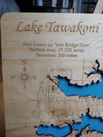 Lake Tawakoni, Texas - laser cut wood map