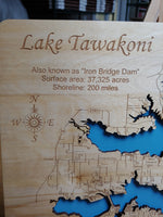 Lake Tawakoni, Texas - laser cut wood map
