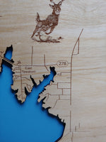 Lake Tawakoni, Texas - laser cut wood map