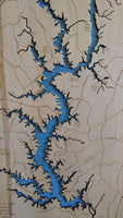 Lake Wylie, North Carolina / South Carolina - laser cut wood map
