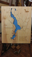 Lake Winnisquam, New Hampshire - laser cut wood map