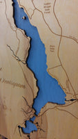 Lake Winnisquam, New Hampshire - laser cut wood map
