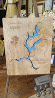 Lake Stonycreek, Pennsylvania - laser cut wood map