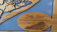 Folly Island, South Carolina - Coastal Map - laser cut wood map