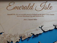 Emerald Isle, North Carolina Coastal Map - laser cut wood map