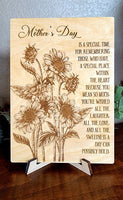 Mother's Day Sunflower laser engraved
