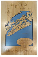 Fripp Island, South Carolina - laser cut wood map