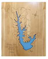 Cordry Lake, Indiana - Laser Cut Wood Map