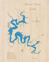 Green River Lake, KY - Laser Cut Wood Map