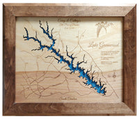 Lake Greenwood, South Carolina - Laser Cut Wood Map