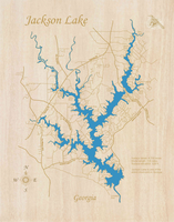 Jackson Lake, Georgia - Laser Cut Wood Map