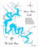 Green River Lake, KY - Laser Cut Wood Map