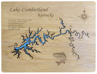 Lake Cumberland Kentucky - Laser Cut Wood Map