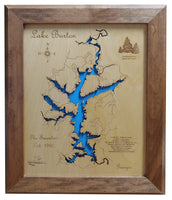 Lake Burton, Georgia - Laser Cut Wood Map