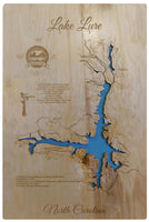 Lake Lure, NC - Laser Cut Wood Map