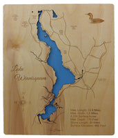 Lake Winnisquam, New Hampshire - laser cut wood map