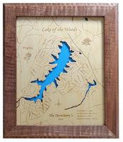 Lake of the Woods, Virginia - Laser Cut Wood Map