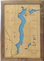 Long Lake, Minnesota, Park Rapids - Laser Cut Wood Map