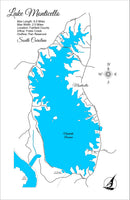 Lake Monticello, South Carolina - Laser Cut Wood Map