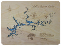 Nolin River Lake, KY - Laser Cut Wood Map