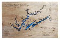 Norris Lake, TN - Laser Cut Wood Map