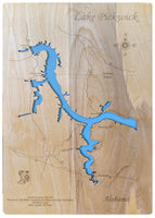 Lake Pickwick, Alabama - Laser Cut Wood Map