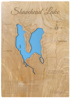 Shavehead Lake, Michigan - laser cut wood map