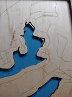 Lake Stonycreek, Pennsylvania - laser cut wood map