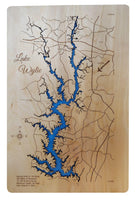 Lake Wylie, North Carolina / South Carolina - laser cut wood map