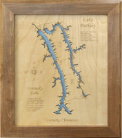 Lake Barkley, KY and Kentucky Lake, TN - Laser Cut Wood Map