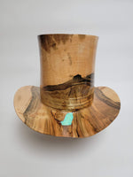 Maple with Turquoise Cowboy Hat #278 - Rare Wood Turned Men's Headwear