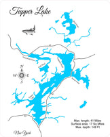 Tupper Lake, New York - laser cut wood map