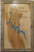 Lake Wateree, South Carolina - laser cut wood map