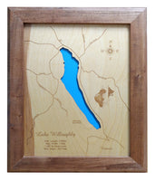 Lake Willoughby, Vermont - laser cut wood map
