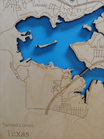 Lake Worth, Texas - laser cut wood map