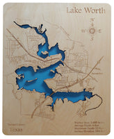 Lake Worth, Texas - laser cut wood map
