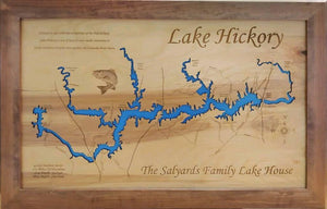 Lake Hickory, NC - Laser Cut Wood Map