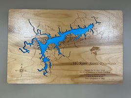 W Kerr Scott Lake, NC - Laser Engraved Wood Map Overflow Sale Special