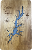 Jordan Lake, NC - Laser Engraved Wood Map Overflow Sale Special