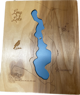 Long Lake, Wisconsin - Laser Engraved Wood Map Overflow Sale Special