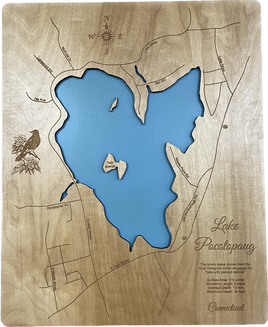 Lake Pacotopdug, Connecticut - Laser Engraved Wood Map Overflow Sale Special