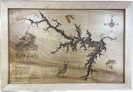 Kerr Lake, Virginia & North Carolina - Laser Engraved Wood Map Overflow Sale Special