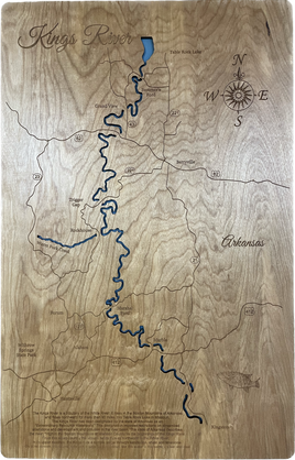 Kings River, Arkansas - Laser Engraved Wood Map Overflow Sale Special