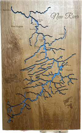 The New River (DIY Frame) - Laser Engraved Wood Map Overflow Sale Special