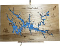 Tims Ford Lake, Tennessee (DIY Frame) - Laser Engraved Wood Map Overflow Sale Special