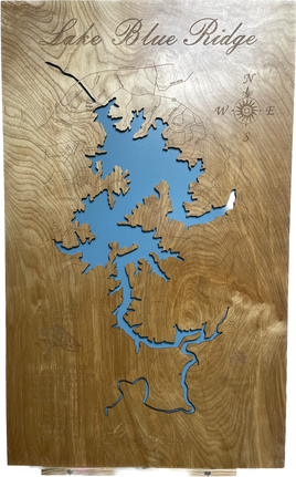 Lake Blue Ridge, Georgia (DIY Frame) - Laser Engraved Wood Map Overflow Sale Special