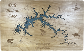 Dale Hollow Lake, Kentucky & Tennessee - Laser Engraved Wood Map Overflow Sale Special