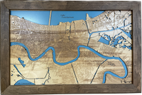 New Orleans- Laser Engraved Wood Map Overflow Sale Special