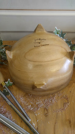 Hand Turned Yellow Camphor Decorative Bowl with Live Edge