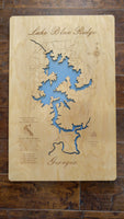 Lake Blue Ridge, Georgia  - Laser Cut Wood Map